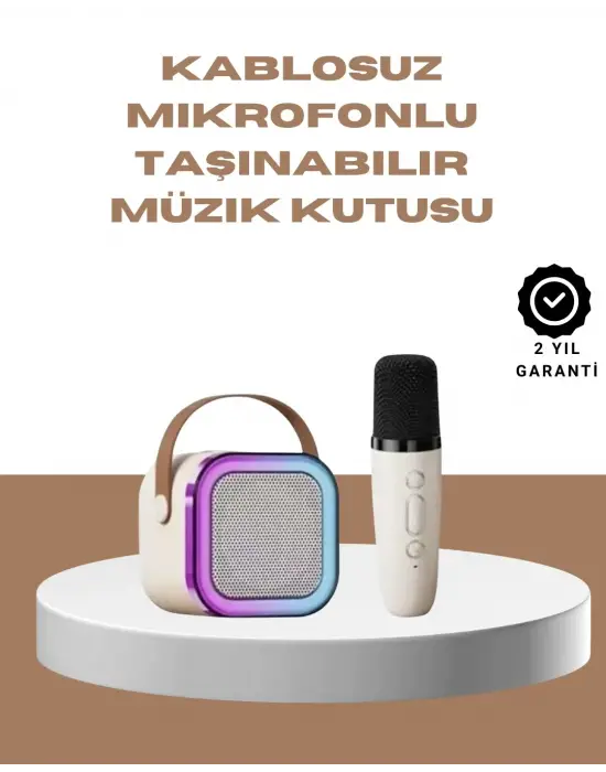 Bluetooth Karaoke Mikrofon Ve Hoparlör Seti Taşınabilir