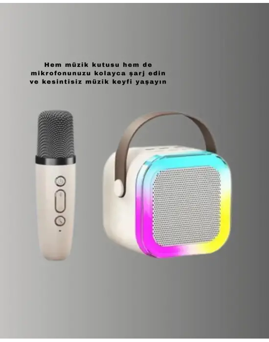 Bluetooth Karaoke Mikrofon Ve Hoparlör Seti Taşınabilir
