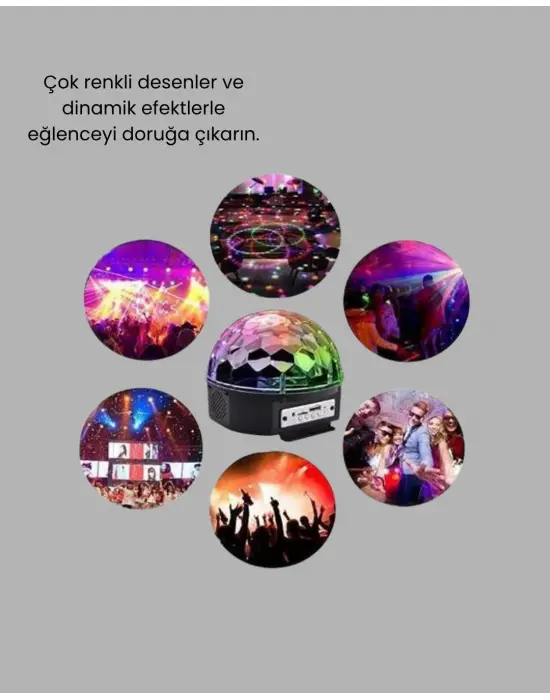 Bluetooth Kontrollü Masaüstü Disko Topu Işığı – Renkli Led Işık Gösterisi Ve Uzaktan Kumanda