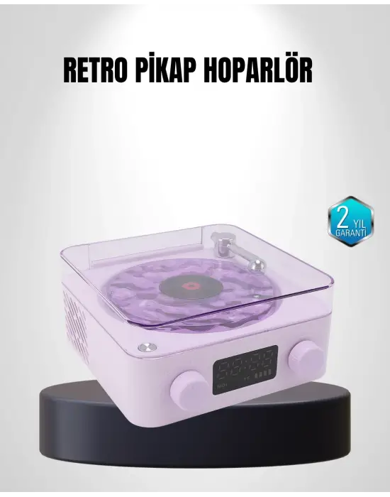 Bluetooth Retro Pikap Hoparlör 360 Derece Ses Projektörlü Gece Lambası Çok Fonksiyonlu