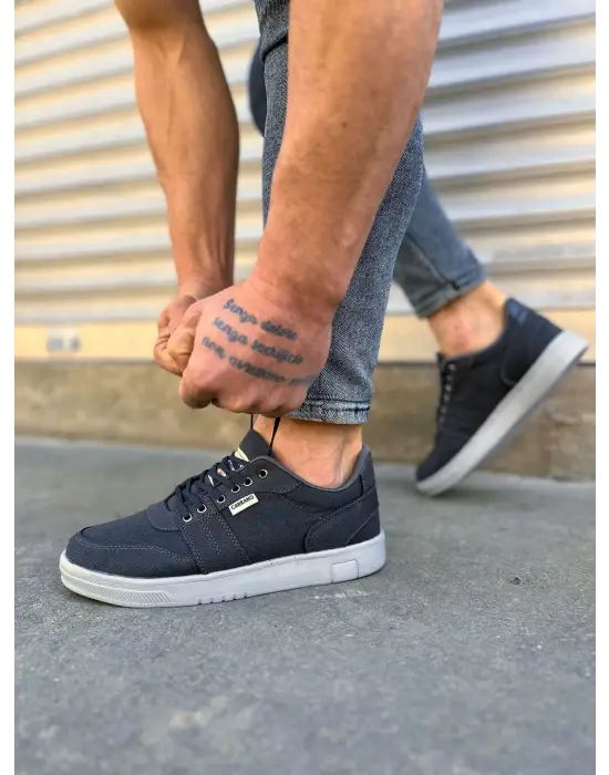 Omarı Rex Bağcıklı Keten Erkek Spor Ayakkabı - Trendy Füme