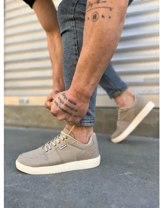 Omarı Hafif ve Şık Keten Kumaş Günlük Spor Ayakkabı - Bej