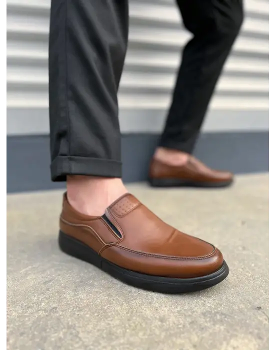 Modern Classique Bağcıksız Cilt Erkek Ayakkabı Kahverengi