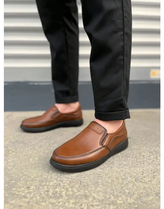 Modern Classique Bağcıksız Cilt Erkek Ayakkabı Kahverengi