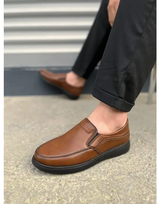 Modern Classique Bağcıksız Cilt Erkek Ayakkabı Kahverengi