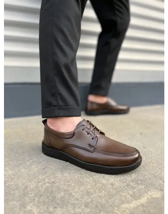 Omarı Deri Klasik Erkek Ayakkabısı Kahverengi Moda