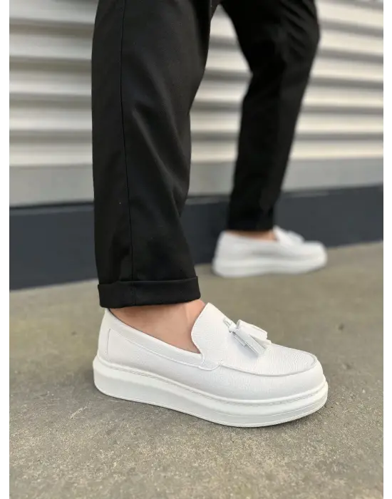 Omarı Trendy Püsküllü Beyaz Erkek Spor Ayakkabı