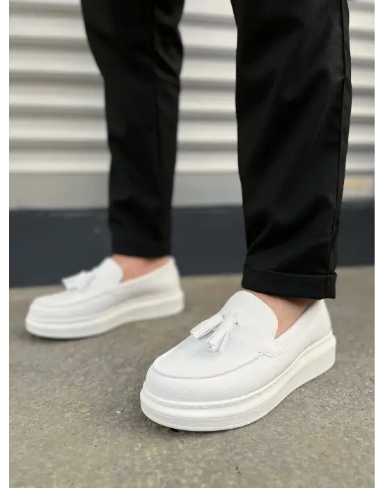 Omarı Trendy Püsküllü Beyaz Erkek Spor Ayakkabı