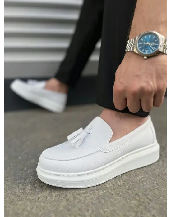 Omarı Trendy Püsküllü Beyaz Erkek Spor Ayakkabı