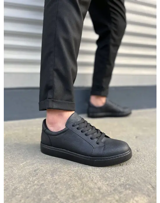 Modern Bağcıklı Spor Ayakkabı - Siyah
