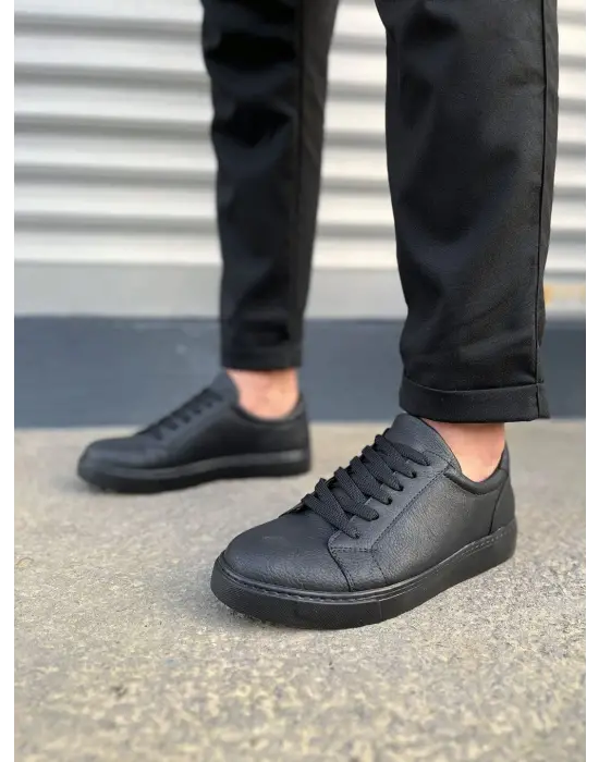 Modern Bağcıklı Spor Ayakkabı - Siyah