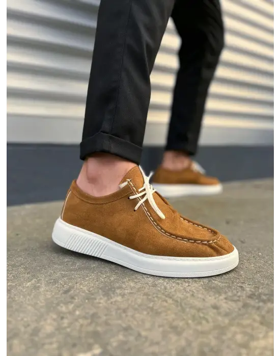 Omarı Süet Erkek Bağcıklı Günlük Spor Ayakkabı - Taba