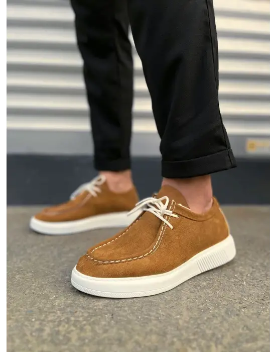 Omarı Süet Erkek Bağcıklı Günlük Spor Ayakkabı - Taba