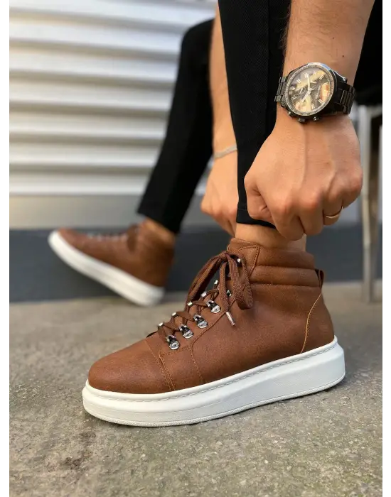 BN206 Ottawa Bağcıklı Rahat tabanlı ayakkabı Tabaan Cilt Erkek Spor Bot CBT - Taba