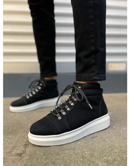 BN206 Ottawa Bağcıklı Rahat tabanlı ayakkabı Tabaan Süet Erkek Spor Bot SBT - Siyah