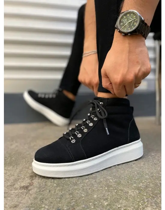 BN206 Ottawa Bağcıklı Rahat tabanlı ayakkabı Tabaan Süet Erkek Spor Bot SBT - Siyah