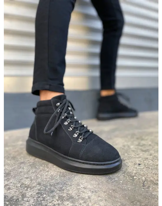 BN206 Ottawa Bağcıklı Rahat tabanlı ayakkabı Tabaan Süet Erkek Spor Bot SGünlük Şık - Siyah