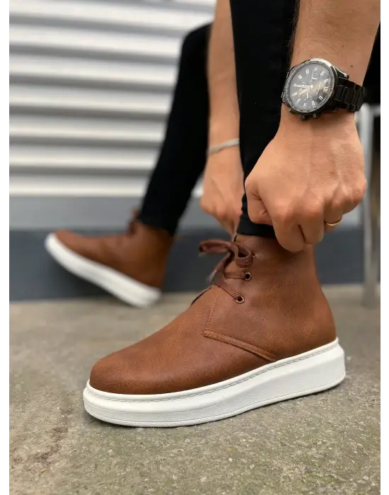 BN207 Oslo Bağcıklı Rahat tabanlı ayakkabı Tabaan Cilt Erkek Spor Bot CBT - Taba