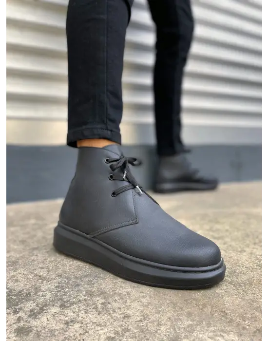 BN207 Oslo Bağcıklı Rahat tabanlı ayakkabı Tabaan Cilt Erkek Spor Bot CGünlük Şık - Siyah