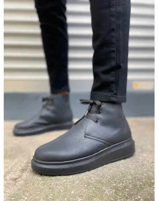 BN207 Oslo Bağcıklı Rahat tabanlı ayakkabı Tabaan Cilt Erkek Spor Bot CGünlük Şık - Siyah