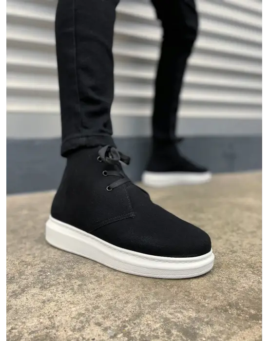 BN207 Oslo Bağcıklı Rahat tabanlı ayakkabı Tabaan Süet Erkek Spor Bot SBT - Siyah