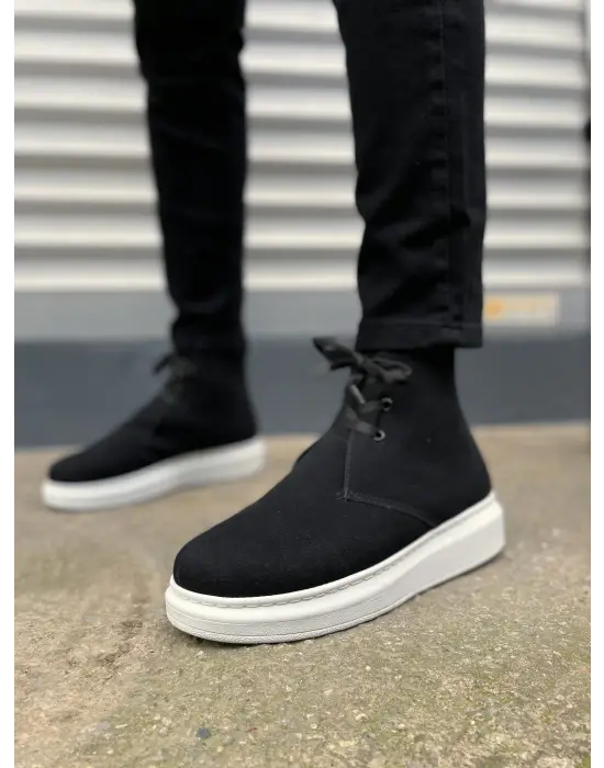 BN207 Oslo Bağcıklı Rahat tabanlı ayakkabı Tabaan Süet Erkek Spor Bot SBT - Siyah