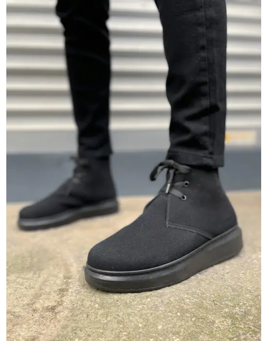 BN207 Oslo Bağcıklı Rahat tabanlı ayakkabı Tabaan Süet Erkek Spor Bot SGünlük Şık - Siyah