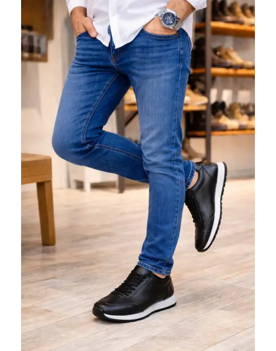 BN2402 Berts Bağcıklı Hakiki Deri  Erkek Günlük Klasik Ayakkabı DBT - Siyah