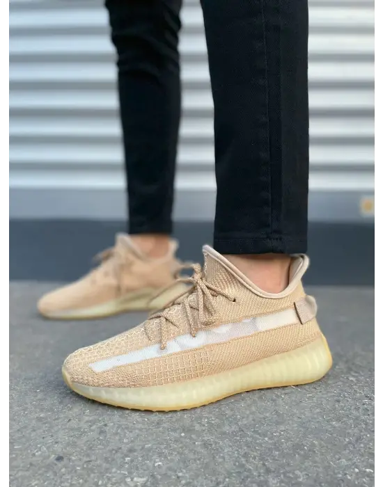 Omarı Pulse Bağcıklı Triko Kumaş Erkek Spor Ayakkabı - Bej