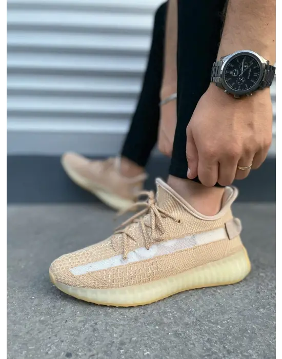 Omarı Pulse Bağcıklı Triko Kumaş Erkek Spor Ayakkabı - Bej