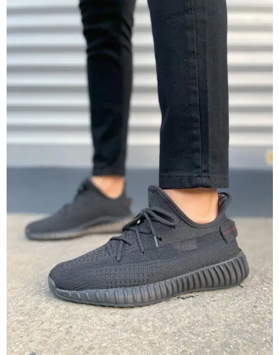 Omarı Pulse Bağcıklı Triko Kumaş Erkek Günlük Spor Ayakkabı - Siyah