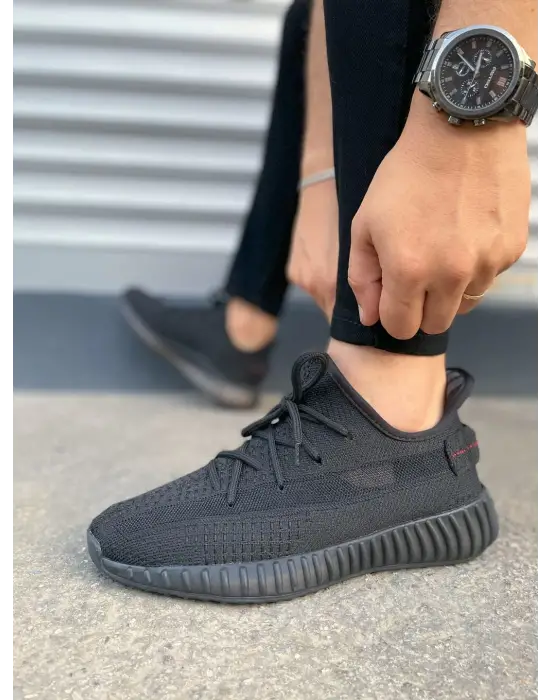 Omarı Pulse Bağcıklı Triko Kumaş Erkek Günlük Spor Ayakkabı - Siyah
