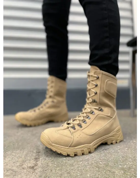 BN999 Strike Bağcıklı Rahat tabanlı ayakkabı Tabaan Günlük Süet Erkek Askeri Postal Bot SKısa Topuk Kum