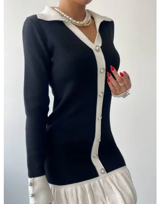 Omarı İnci Detaylı Mini Elbise