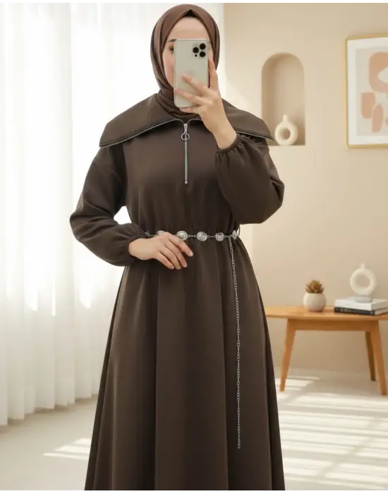 Trend Beli Büzgülü   Elbise