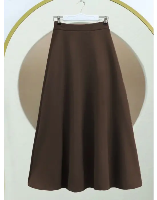 Bol Kiloş Sukuba Puf Etek   -Kahve