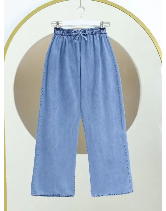 Omarı Modern ve Rahat Kesim Bol Paça Kot Pantolon