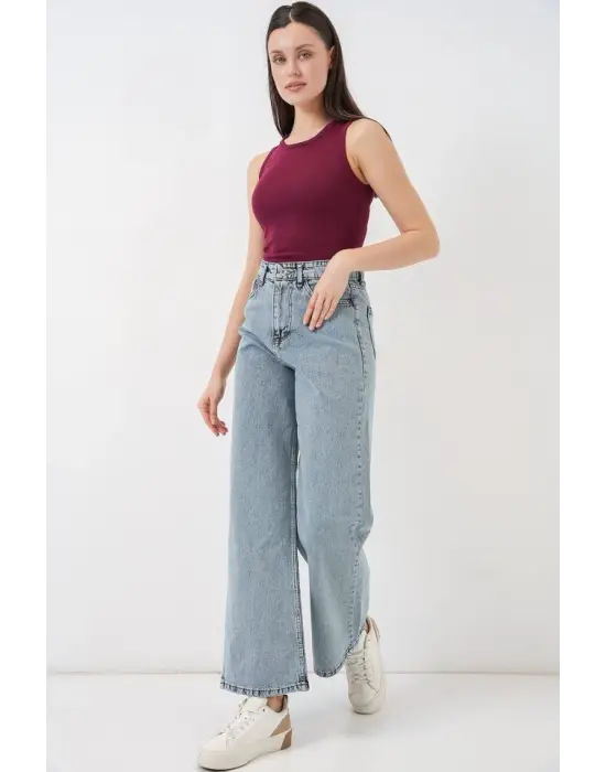 Bol Paça Yüksek Bel Palazzo Kot Pantolon 6656 - A.Mavi