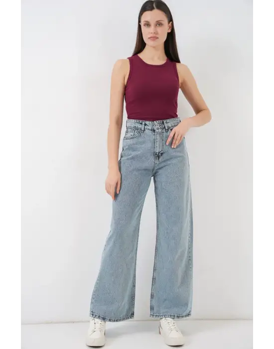 Bol Paça Yüksek Bel Palazzo Kot Pantolon 6656 - A.Mavi