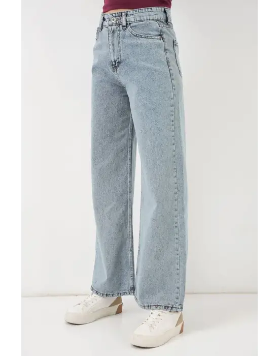 Bol Paça Yüksek Bel Palazzo Kot Pantolon 6656 - A.Mavi