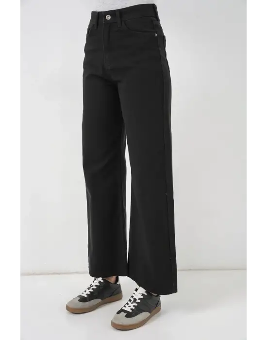 Bol Paça Yüksek Bel Palazzo Kot Pantolon 6656 - D. Siyah