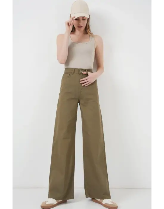 Bol Paça Yüksek Bel Palazzo Pantolon