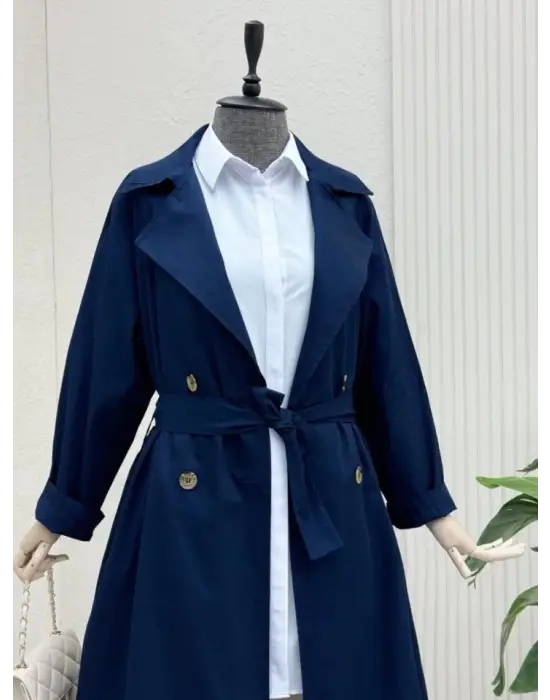 Omarı Detaylı Kemerli Araboy Trençkot