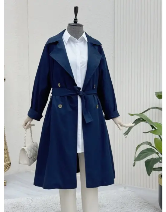 Omarı Detaylı Kemerli Araboy Trençkot