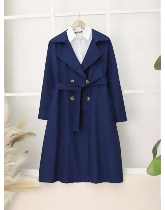 Omarı Detaylı Kemerli Araboy Trençkot