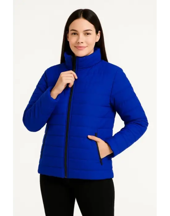 Saks Mavisi Kışlık Bomber Mont Ceket