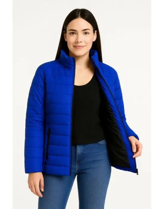 Saks Mavisi Kışlık Bomber Mont Ceket