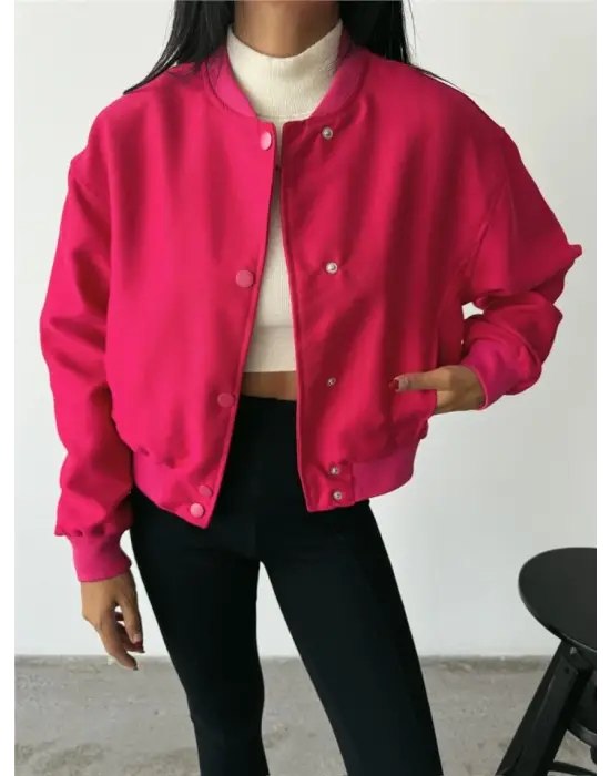 BOMBER MONT CYRUS KUMAŞ - Fuşya