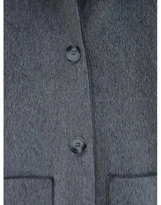 Füme Boydan Düğmeli Cepli Kaban Kadın Giyim