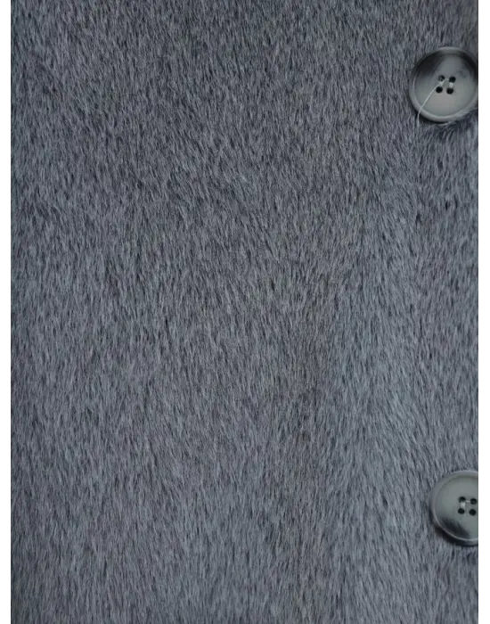 Boydan Düğmeli Cepli Kaban -Füme